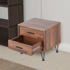 Contemporary 2 Drawers Wood Nightstand By Deoss, Brown  By Benzara