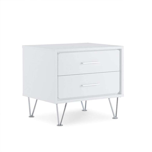 Contemporary 2 Drawers Wood Nightstand By Deoss, White  By Benzara | Nightstands |  Modishstore 