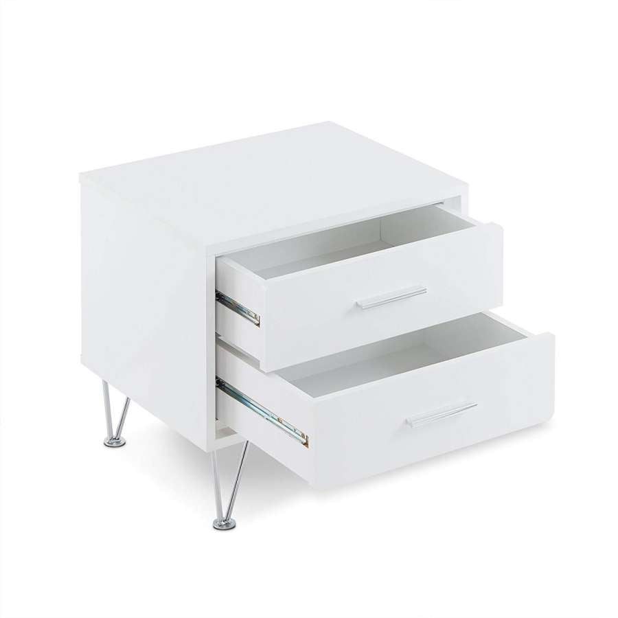 Contemporary 2 Drawers Wood Nightstand By Deoss, White  By Benzara | Nightstands |  Modishstore  - 4