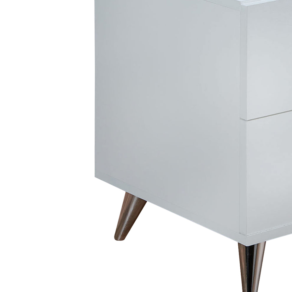 Modern Style Wood & Metal Nightstand By Elms, White & Chrome By Benzara | Nightstands |  Modishstore  - 4