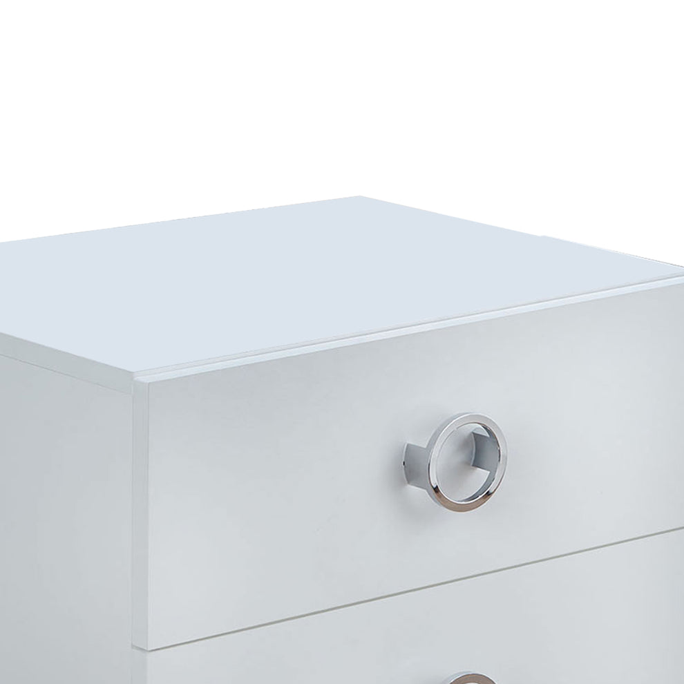 Modern Style Wood & Metal Nightstand By Elms, White & Chrome By Benzara | Nightstands |  Modishstore  - 5
