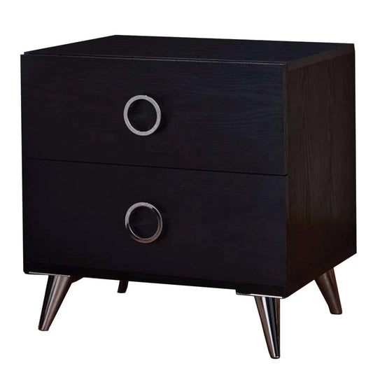Contemporary Style Wood & Metal Nightstand By Elms, Black & Chrome  By Benzara | Nightstands |  Modishstore 