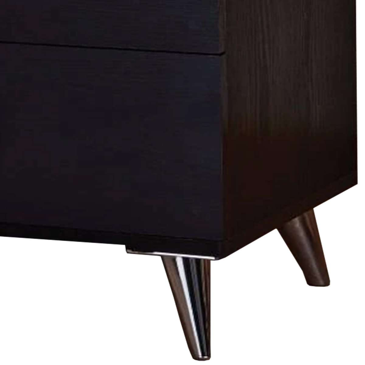 Contemporary Style Wood & Metal Nightstand By Elms, Black & Chrome  By Benzara | Nightstands |  Modishstore  - 3