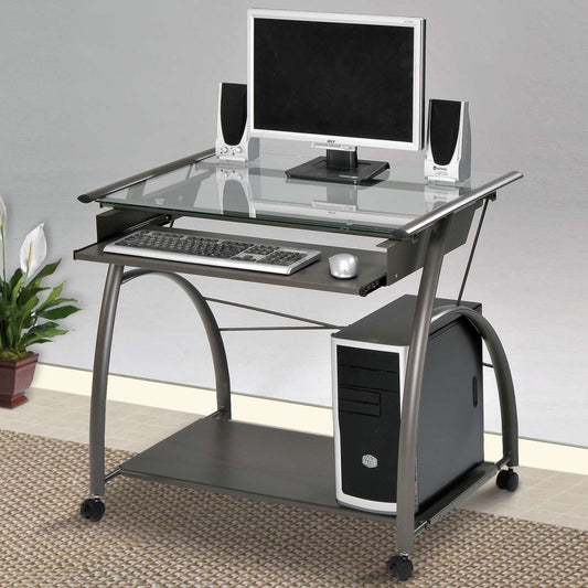 Vincent Computer Desk, Pewter By Benzara | Desks |  Modishstore 