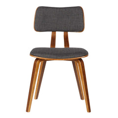 Fabric Upholstered Split Curved Back Wood Dining Chair, Brown And Dark Gray By Benzara