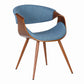 Curved Back Fabric Dining Chair With Round Tapered Legs, Brown And Blue By Benzara | Dining Chairs | Modishstore