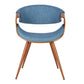 Curved Back Fabric Dining Chair With Round Tapered Legs, Brown And Blue By Benzara | Dining Chairs | Modishstore - 5