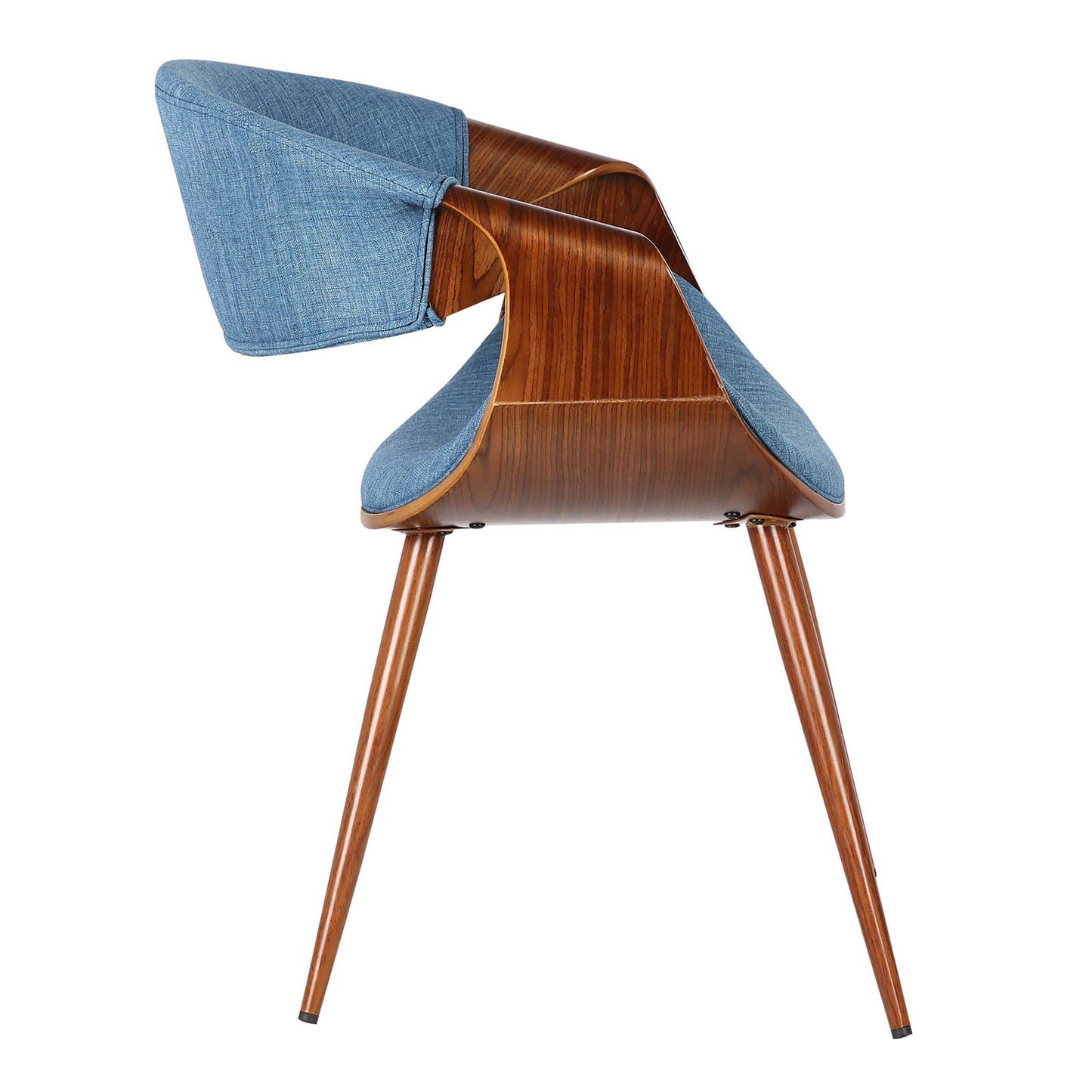 Curved Back Fabric Dining Chair With Round Tapered Legs, Brown And Blue By Benzara | Dining Chairs | Modishstore - 4
