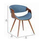 Curved Back Fabric Dining Chair With Round Tapered Legs, Brown And Blue By Benzara | Dining Chairs | Modishstore - 2