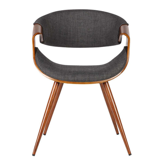 Curved Back Fabric Dining Chair With Round Tapered Legs, Brown And Gray By Benzara | Dining Chairs |  Modishstore 