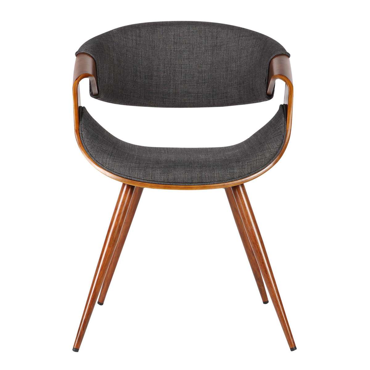 Curved Back Fabric Dining Chair With Round Tapered Legs, Brown And Gray By Benzara | Dining Chairs |  Modishstore 