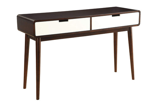 Beautiful Sofa Table With 2 Drawers, Espresso & White  By Benzara