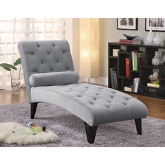 Fashionably Button Tufted Comfy Gray Chaise  By Benzara