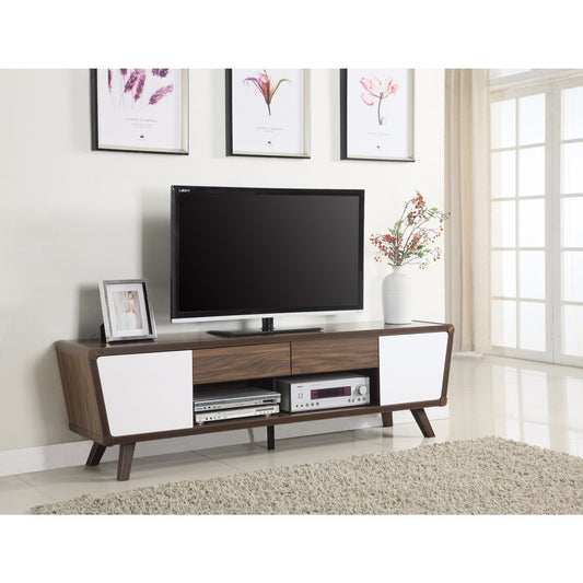 Glittering Two-Tone Mid-Century Modern Tv Stand, White And Brown  By Benzara | TV Stands |  Modishstore 