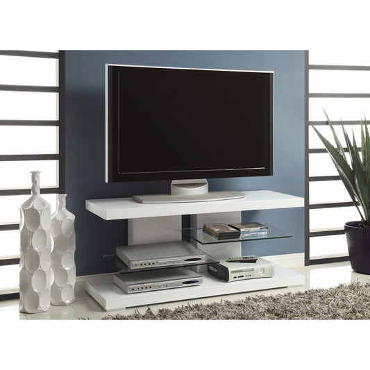 Charming White Tv Console With Alternating Glass Shelves By Benzara | TV Stands |  Modishstore 
