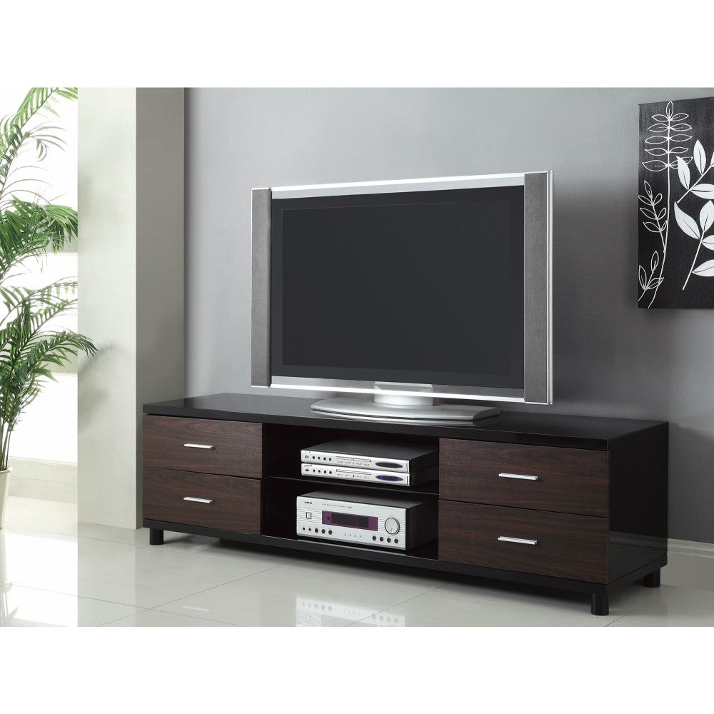 Enticing Wooden Tv Console With 2 Shelves, Black And Brown By Benzara | TV Stands |  Modishstore 