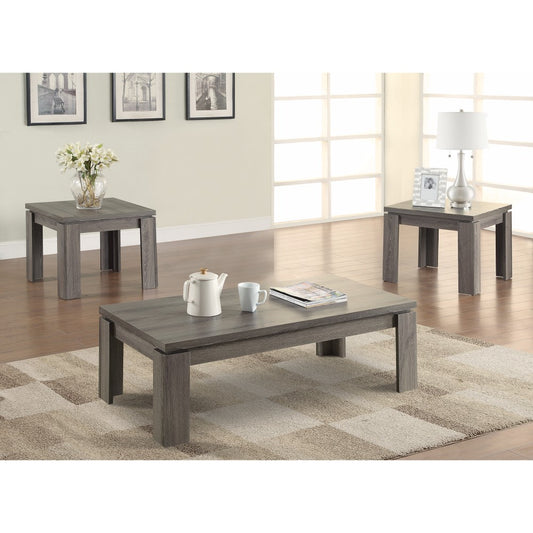 Enormous 3 Piece Weathered Gray Occasional Table Set By Benzara | Coffee Tables | Modishstore