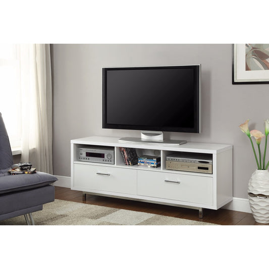 Stunning White Tv Console With Chrome Legs By Benzara | TV Stands |  Modishstore 