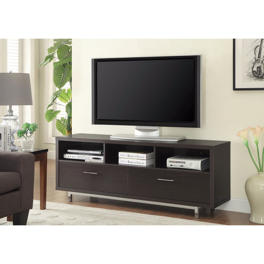 Fabulously Designed  Tv Console With Chrome Legs, Brown  By Benzara | TV Stands |  Modishstore 