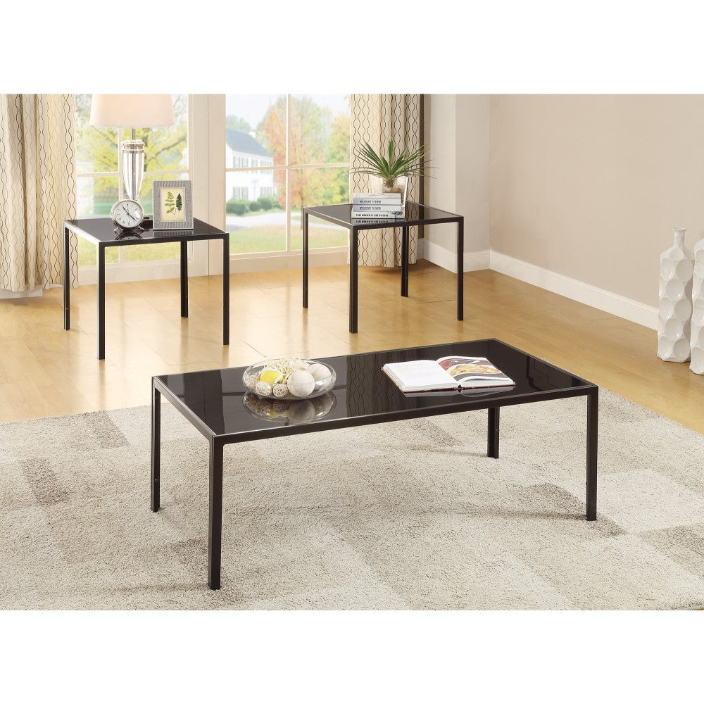 Charismatic  Sleek  3 Piece Occasional Table Set, Black  By Benzara | Coffee Tables |  Modishstore 
