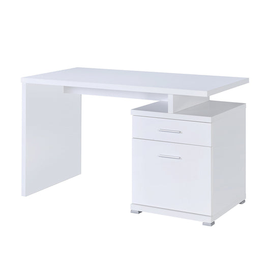 Gorgeous White Wooden Desk With Cabinet  By Benzara | Desks |  Modishstore 