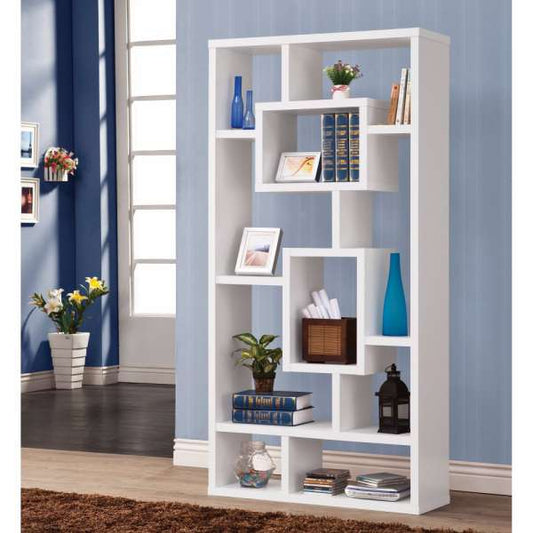 Fantastic Geometric Cubed Rectangular Bookcase, White  By Benzara | Bookcases |  Modishstore 