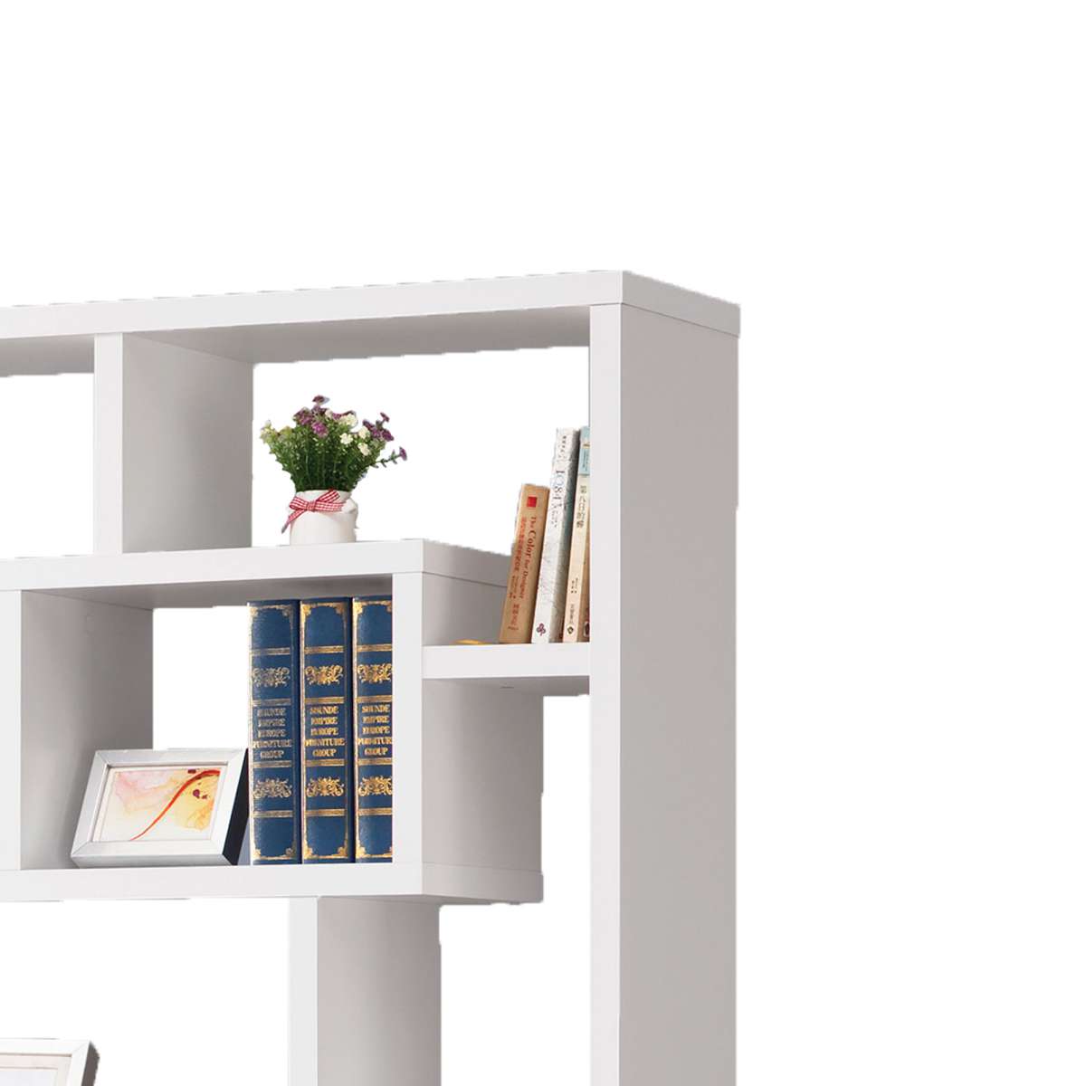 Fantastic Geometric Cubed Rectangular Bookcase, White  By Benzara | Bookcases |  Modishstore  - 3