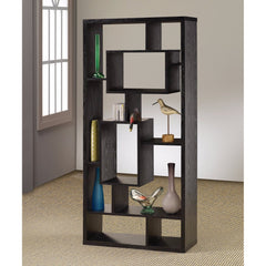 Expressive Wooden Bookcase With Center Back Panel, Brown  By Benzara