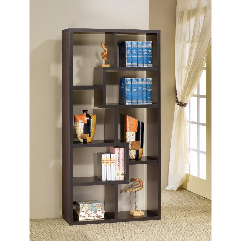Contemporary Asymmetrical Cube Bookcase, Brown By Benzara | Bookcases |  Modishstore 
