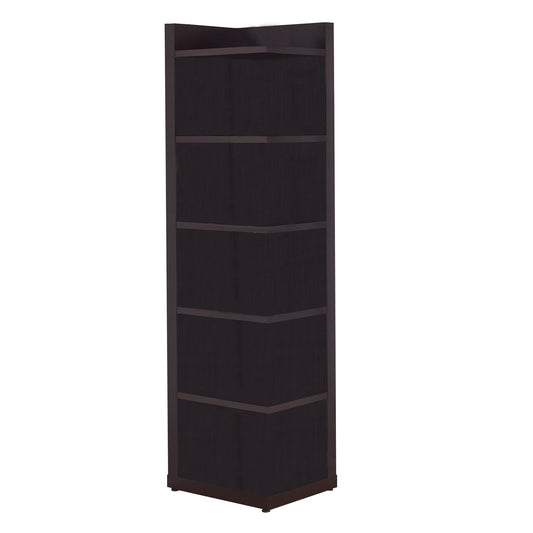 Radiant Brown Wooden Corner Bookcase  By Benzara | Bookcases |  Modishstore 