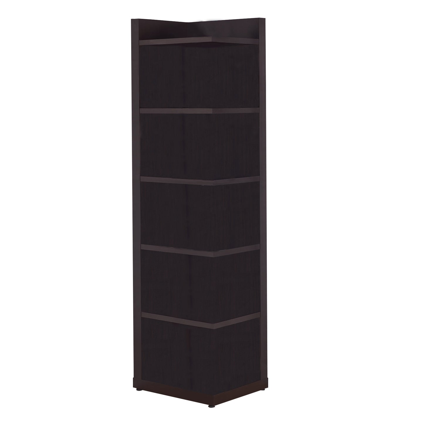 Radiant Brown Wooden Corner Bookcase  By Benzara | Bookcases |  Modishstore 