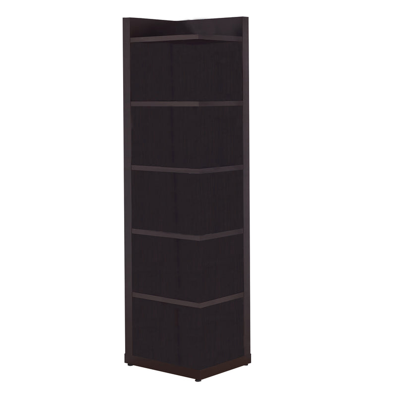 Radiant Brown Wooden Corner Bookcase  By Benzara | Bookcases |  Modishstore 