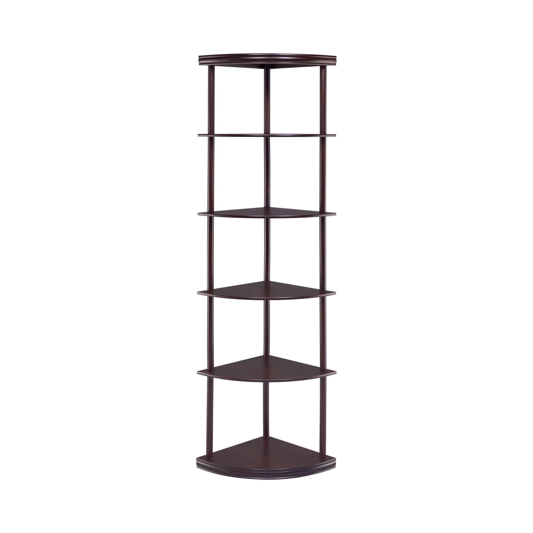 Illuminating Corner Bookcase With Five Pie-Shaped Shelves, Brown By Benzara | Bookcases |  Modishstore 