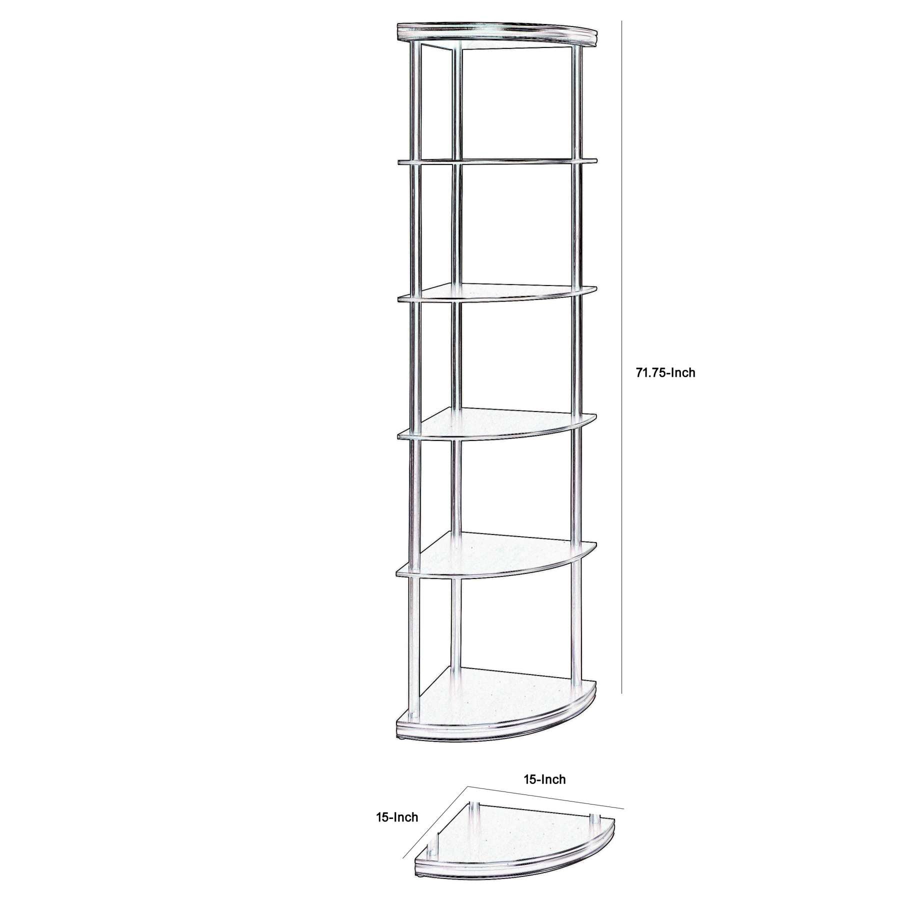 Illuminating Corner Bookcase With Five Pie-Shaped Shelves, Brown By Benzara | Bookcases |  Modishstore  - 5