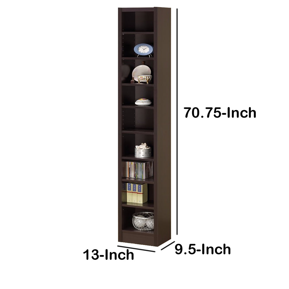 Glimmering Brown Narrow Wooden Bookcase  By Benzara | Bookcases |  Modishstore  - 6