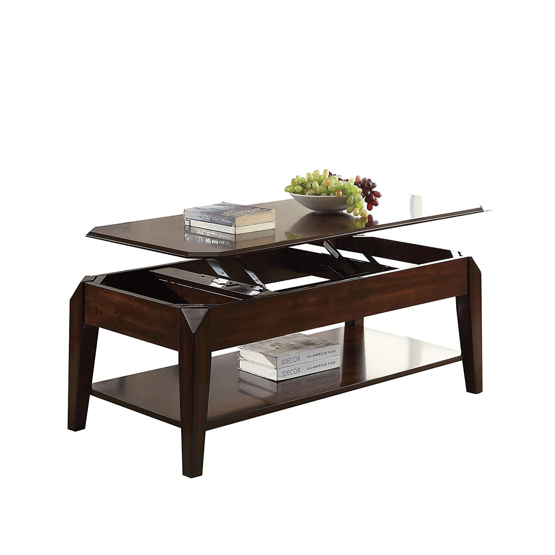 Wooden Coffee Table With Lift Top And Open Bottom Shelf, Brown  By Benzara | Coffee Tables |  Modishstore 
