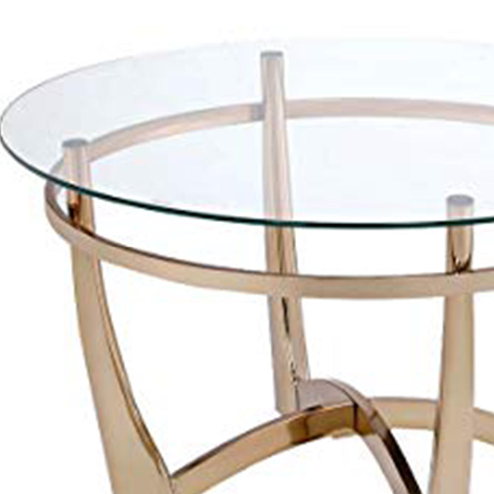Attractive Coffee Table, Gold & Clear Glass  By Benzara | Coffee Tables |  Modishstore  - 3