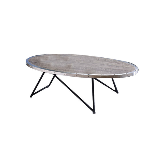 15 Inch Oval Coffee Table With Irregular Metal Base, Gray By Benzara | Coffee Tables | Modishstore