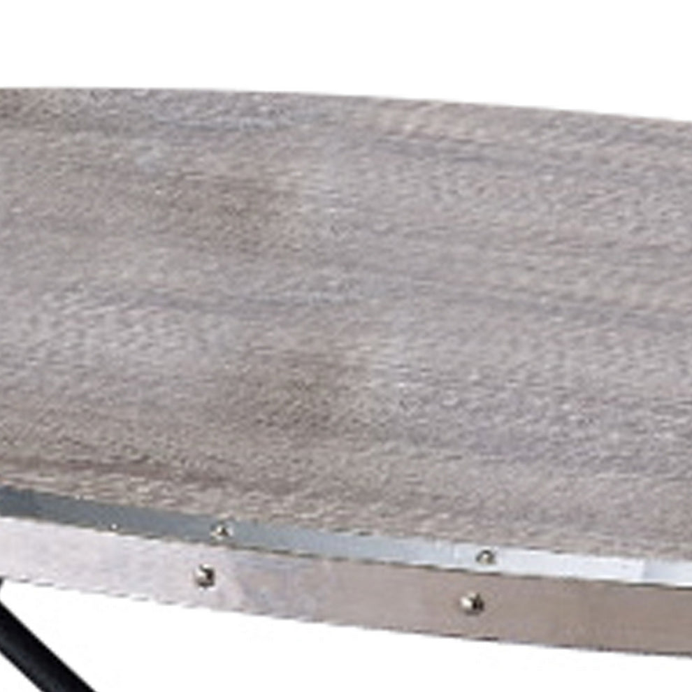 15 Inch Oval Coffee Table With Irregular Metal Base, Gray By Benzara | Coffee Tables | Modishstore - 5