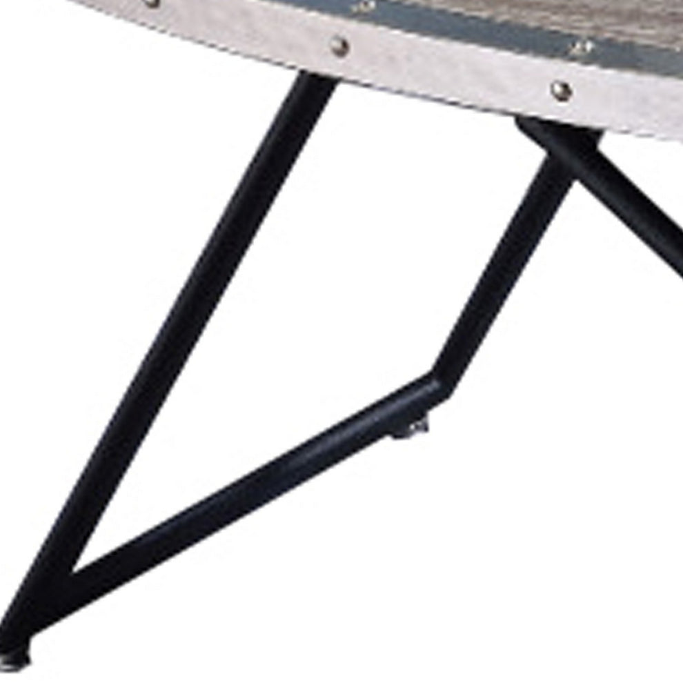 15 Inch Oval Coffee Table With Irregular Metal Base, Gray By Benzara | Coffee Tables | Modishstore - 4