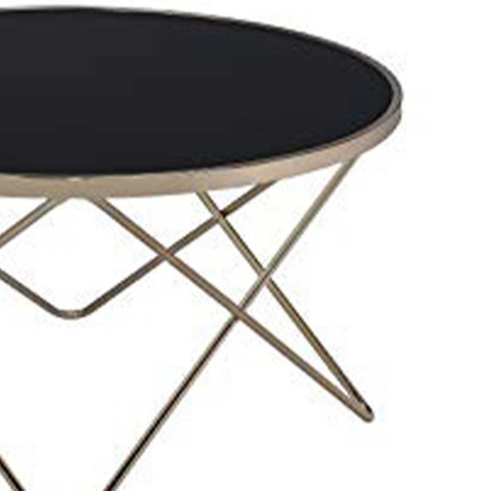 18 Inch Glass Top Coffee Table With Metal Base, Black And Gold  By Benzara | Coffee Tables |  Modishstore  - 6