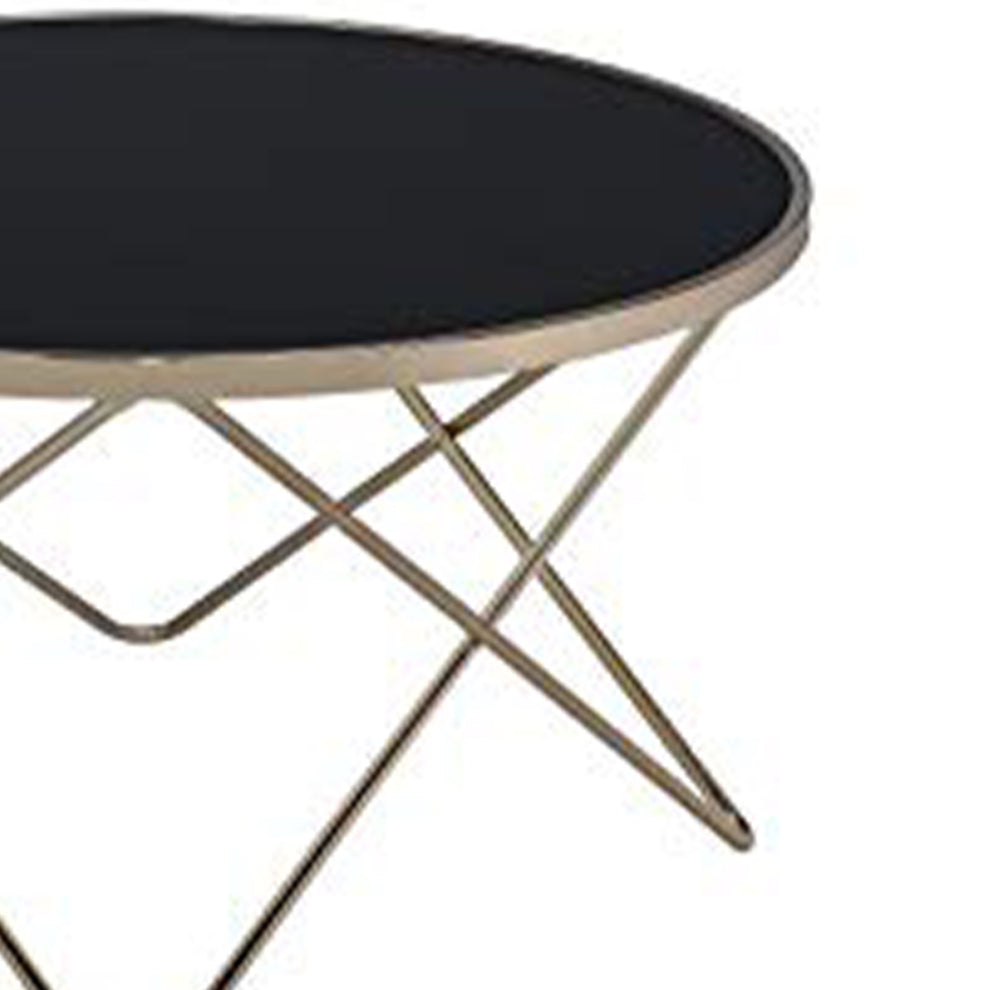 18 Inch Glass Top Coffee Table With Metal Base, Black And Gold  By Benzara | Coffee Tables |  Modishstore  - 5