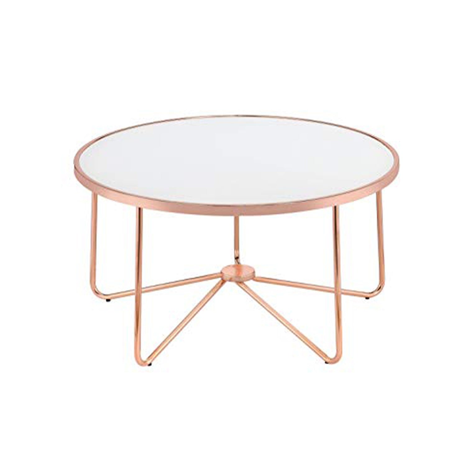 18 Inch Round Coffee Table With Frosted Glass Top, Rose Gold  By Benzara | Coffee Tables |  Modishstore 