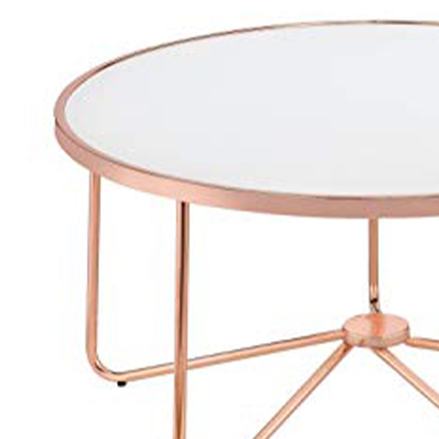 18 Inch Round Coffee Table With Frosted Glass Top, Rose Gold  By Benzara | Coffee Tables |  Modishstore  - 2