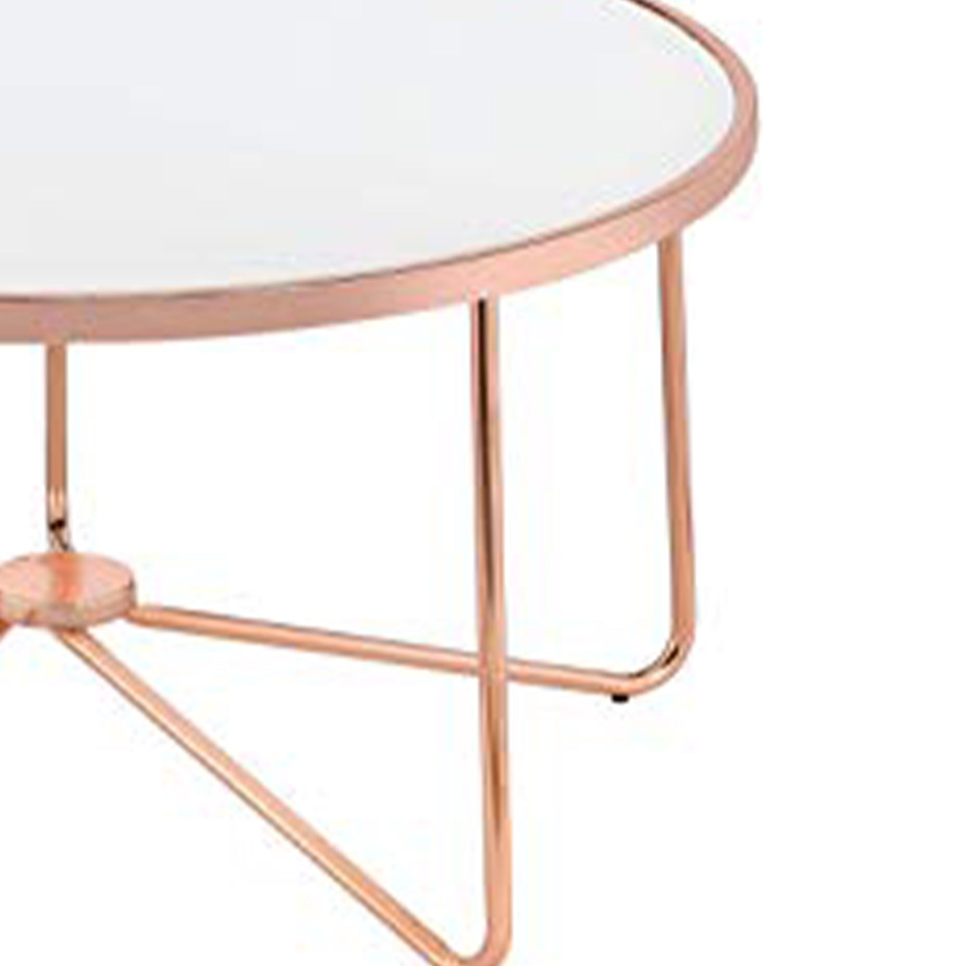 18 Inch Round Coffee Table With Frosted Glass Top, Rose Gold  By Benzara | Coffee Tables |  Modishstore  - 4