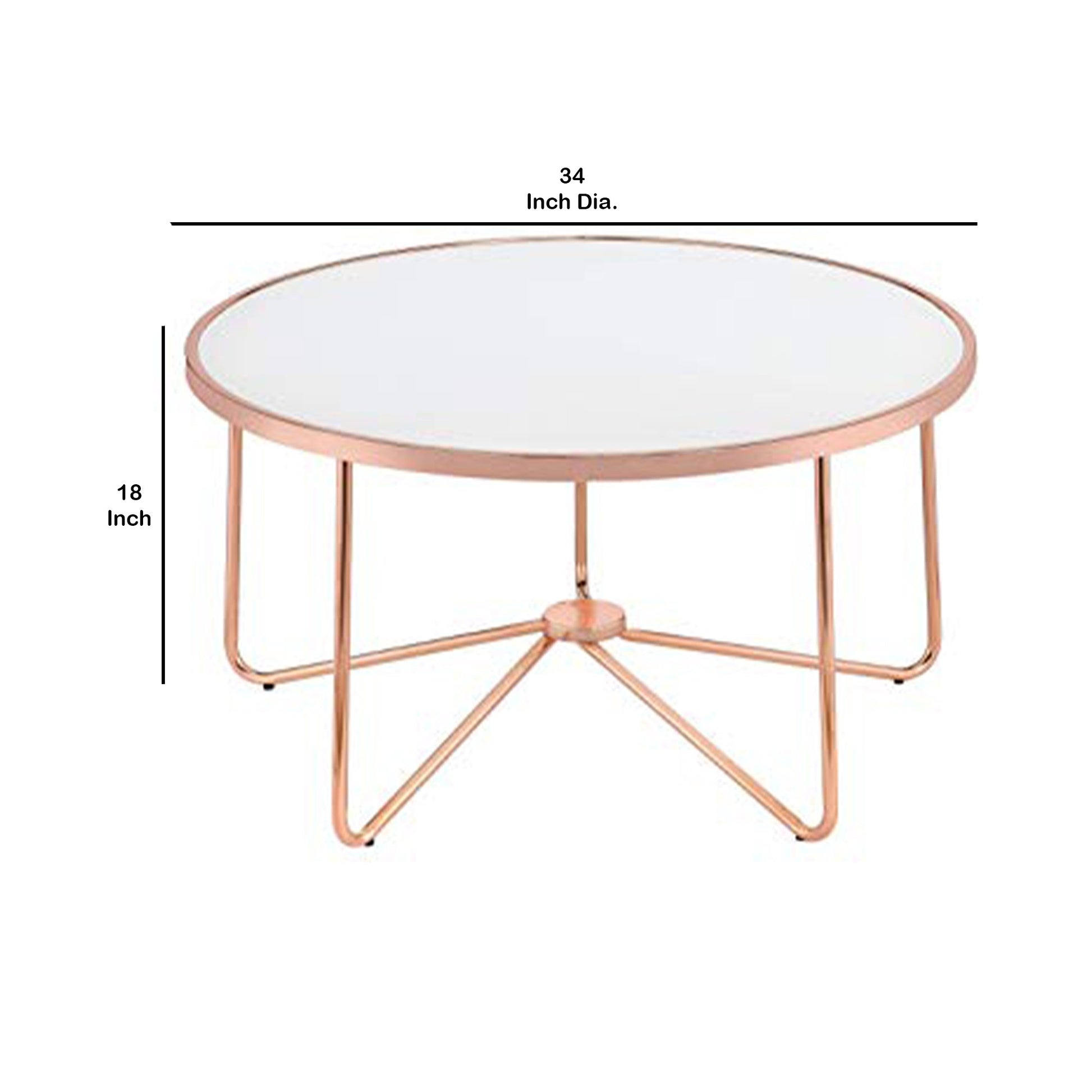 18 Inch Round Coffee Table With Frosted Glass Top, Rose Gold  By Benzara | Coffee Tables |  Modishstore  - 6
