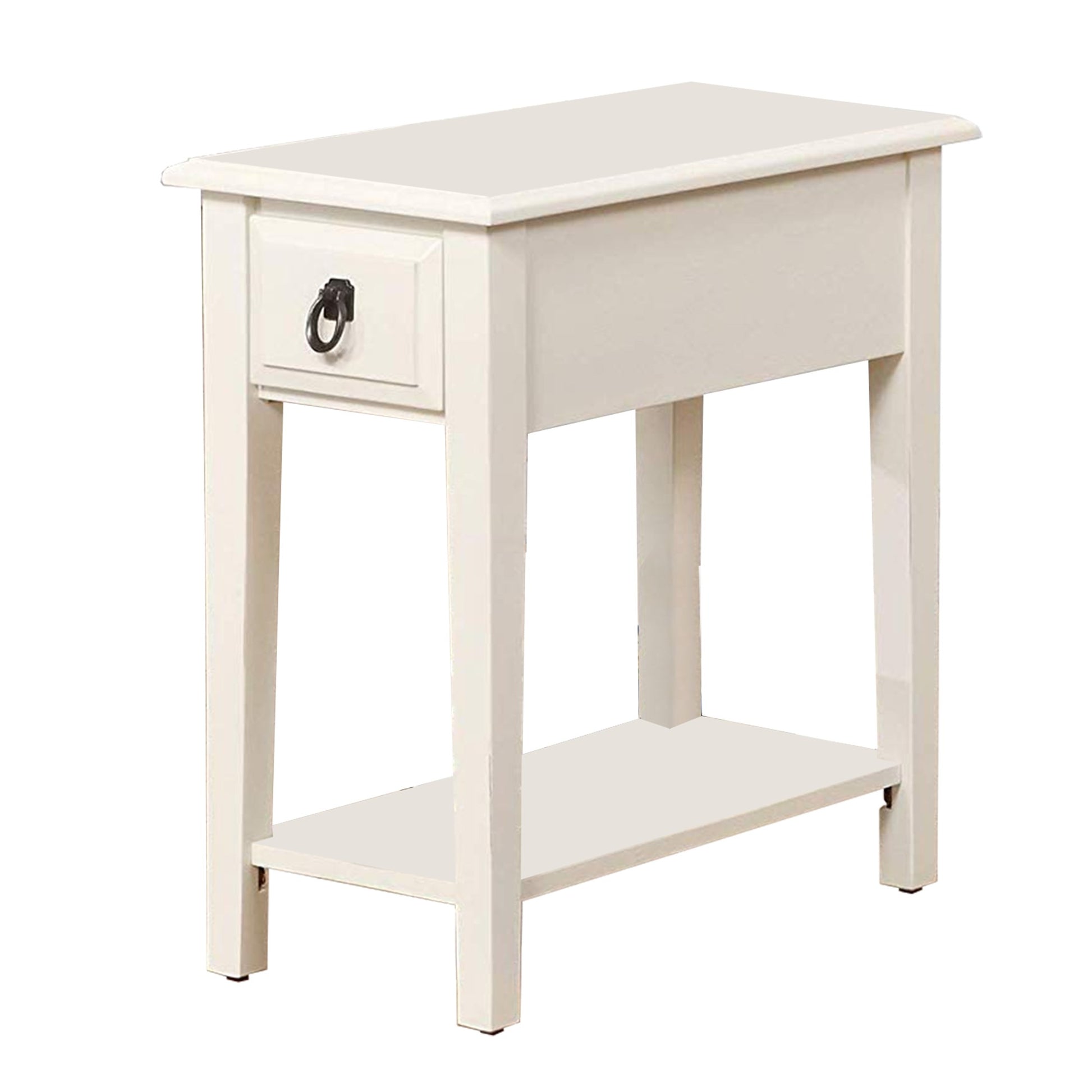 23" Rectangular Wooden Side Table With 1 Drawer, White  By Benzara | Side Tables |  Modishstore 