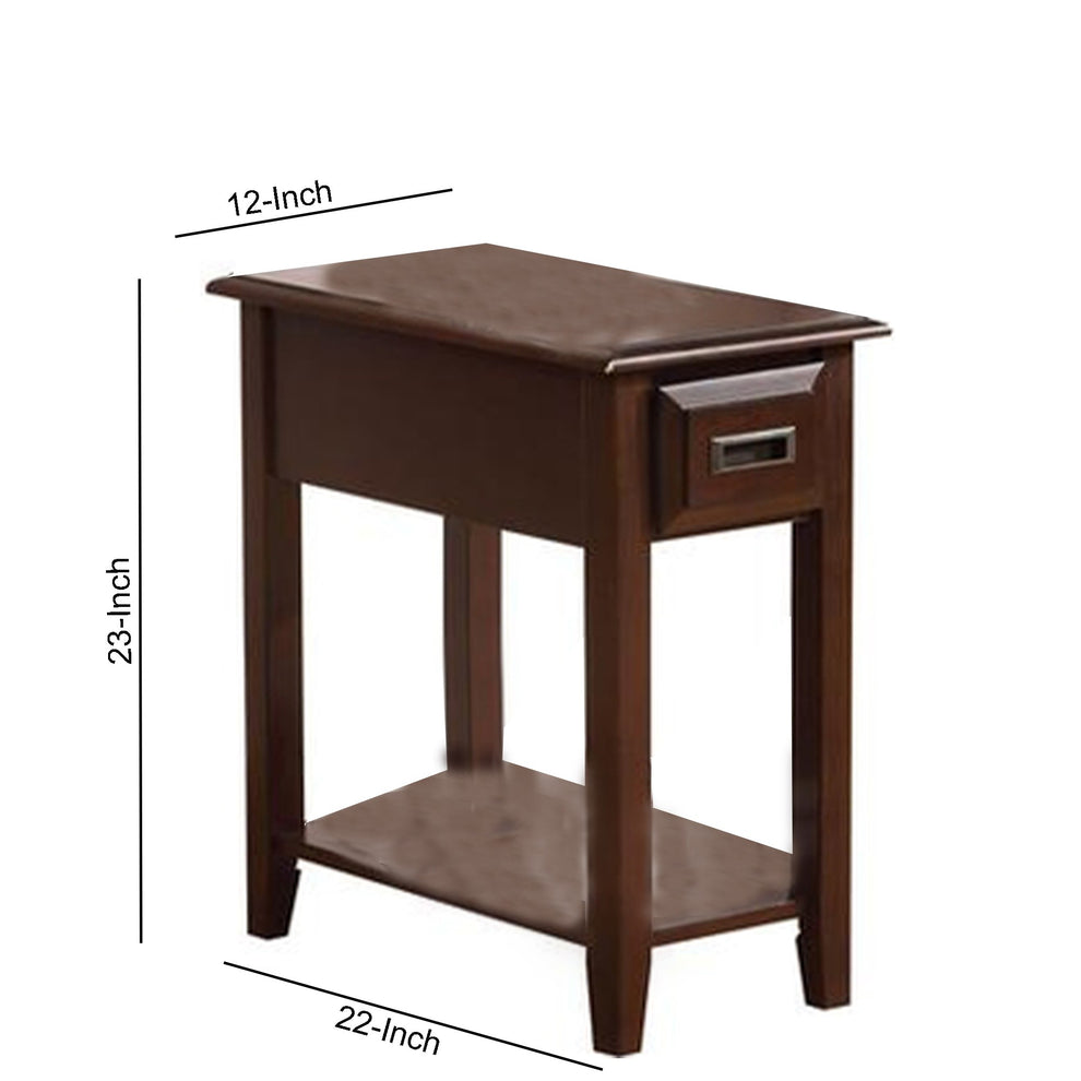 23" Rectangular Wooden Side Table With 1 Drawer, Brown By Benzara | Side Tables | Modishstore - 2