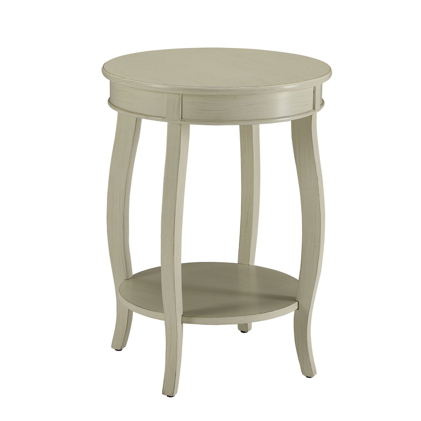 24 Inch Round Side Table With Open Bottom Shelf, White  By Benzara | Side Tables |  Modishstore  - 3