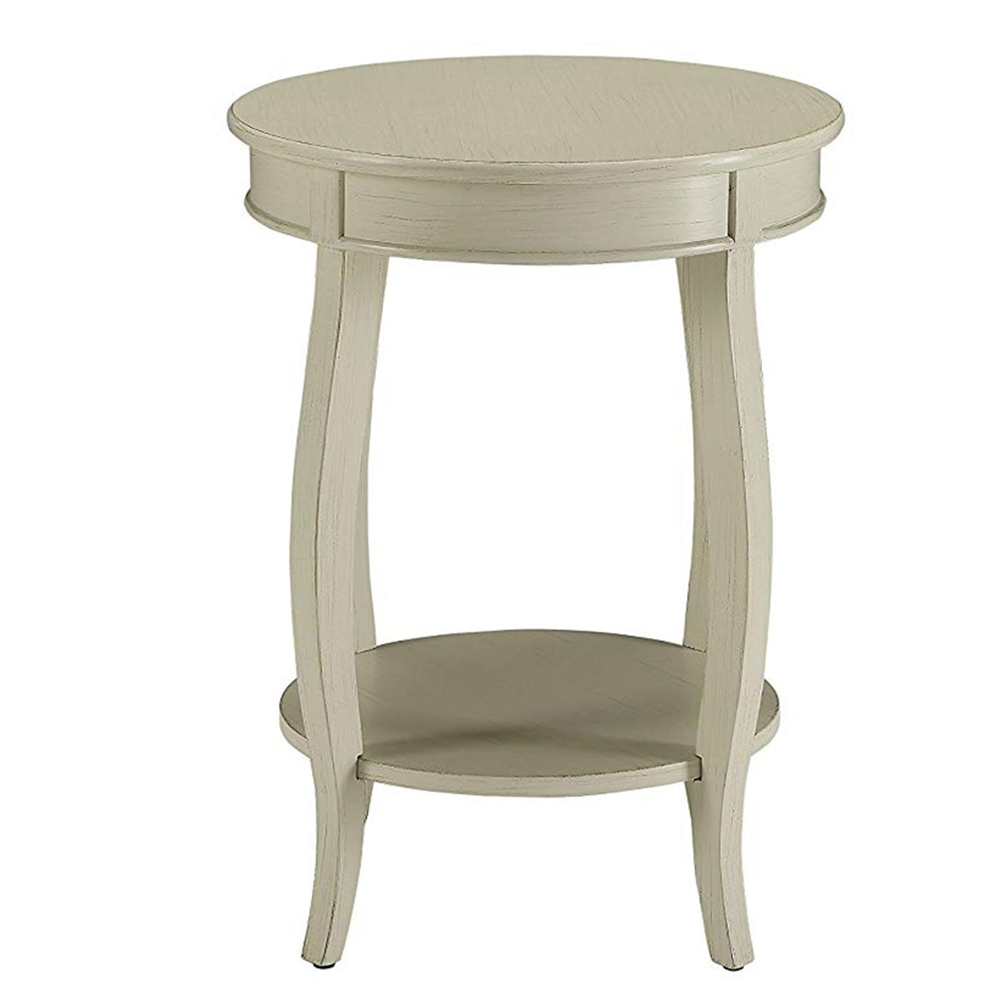 24 Inch Round Side Table With Open Bottom Shelf, White  By Benzara | Side Tables |  Modishstore 
